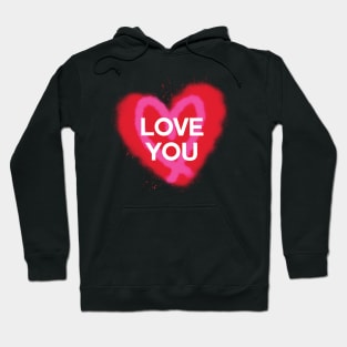 Red and Pink Graffiti Hearts Love You Hoodie